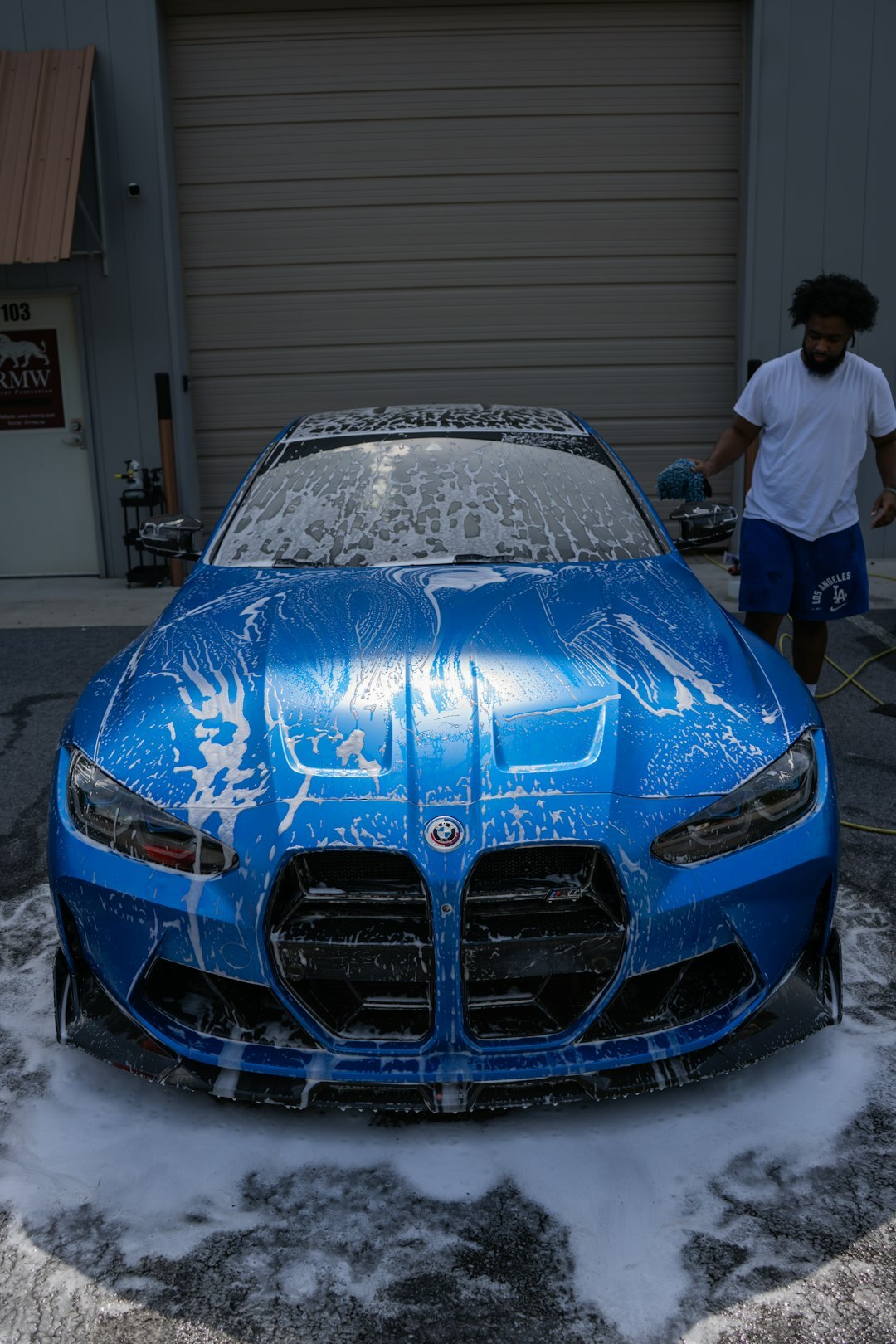 luxury car being washed